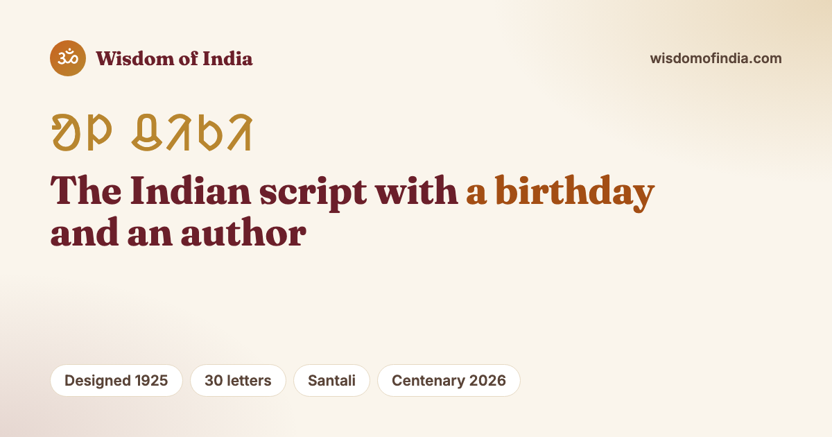 1925年にパンディット Raghunath Murmuが作ったサンタル語の文字Ol Chiki（Wisdom of India）
